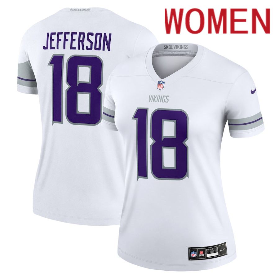Women Minnesota Vikings #18 Justin Jefferson Nike White Alternate Legend NFL Jersey->customized nfl jersey->Custom Jersey
